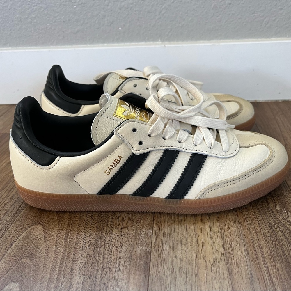 Adidas Samba Cream and Black Shoes